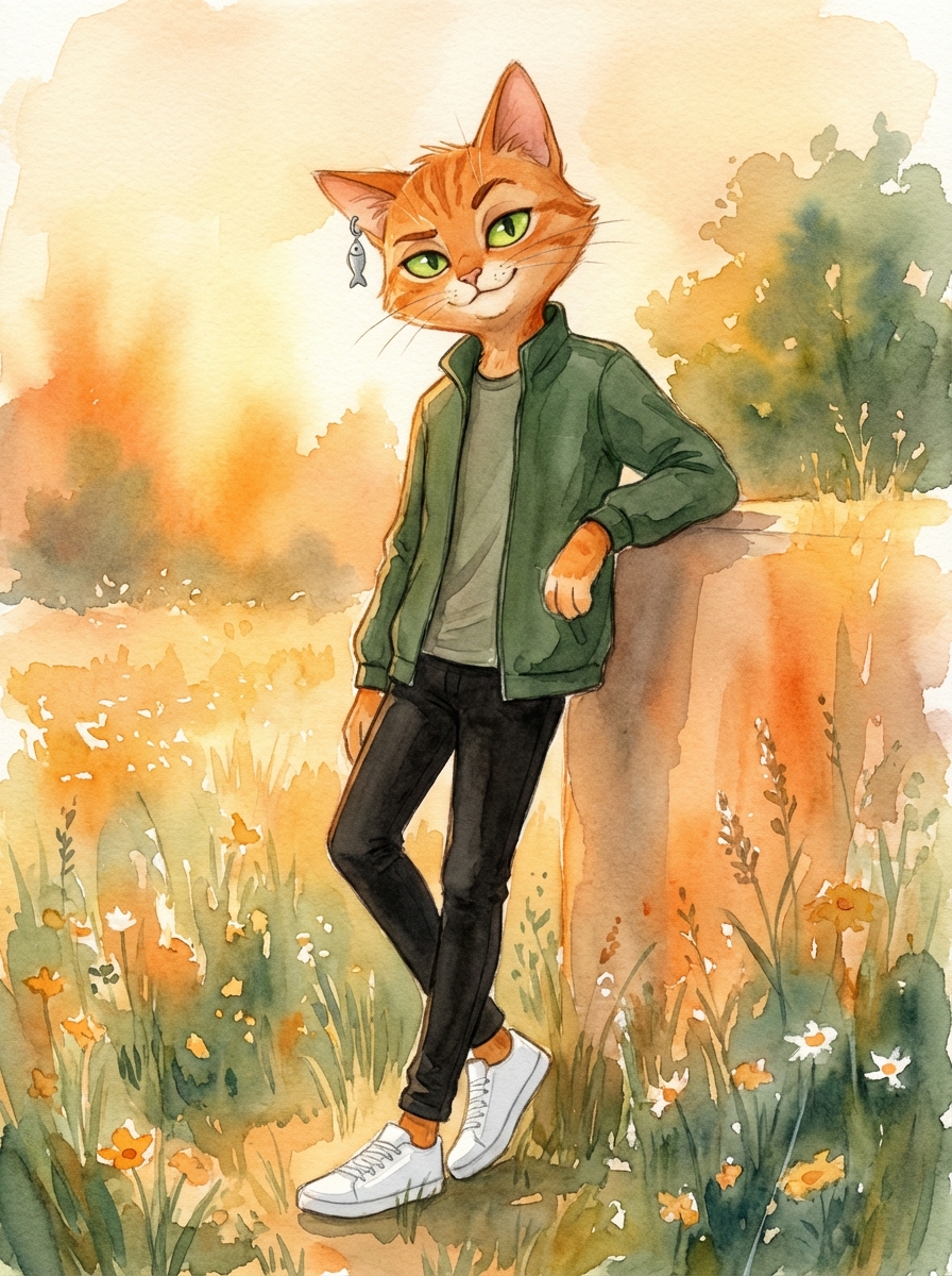 Edek, kot obserwator w zielonej bomerce, jedyny kot w Psiej Zgrai