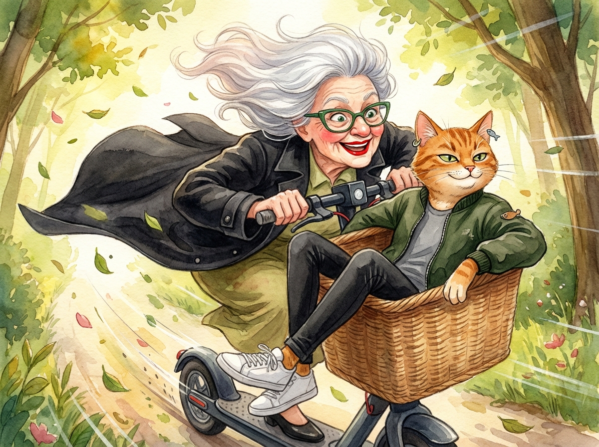 Babcia Jadzia na hulajnodze